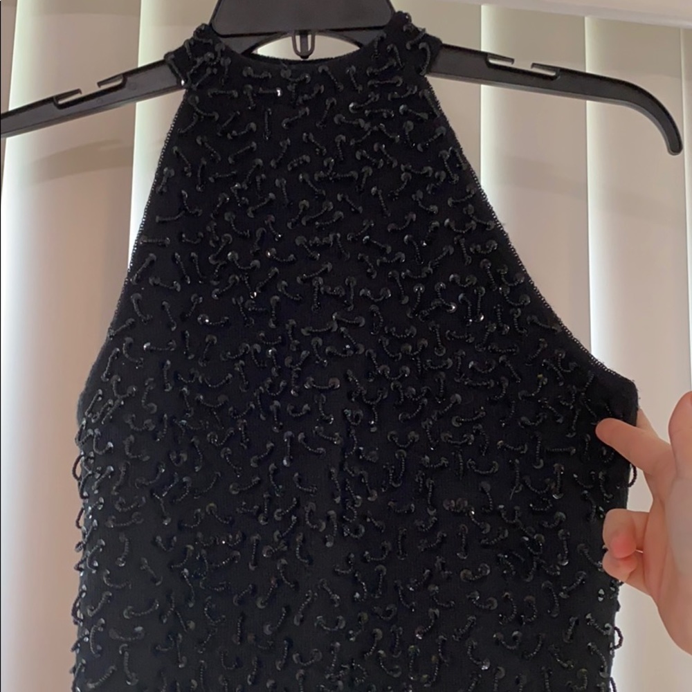 Black sequin halter tank top